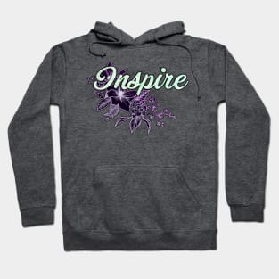 'Inspire' Floral Typography Design- Purple Hoodie